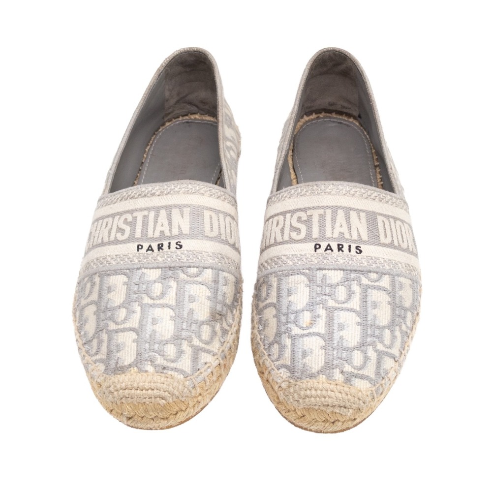 Christian Dior Granville Oblique Espadrilles Gray Canvas Flats EU 38.5 US 8 - Picture 8 of 16